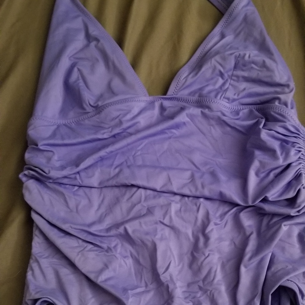 DKNY Side Scrunched Halter Bathing Suit